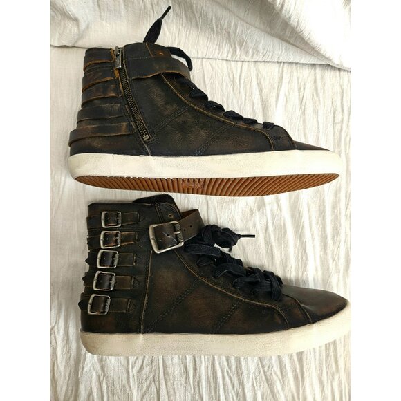 Frye Dylan Belted High Top Sneakers Womens Size 10M Faded Black NEW! NO BOX Edgy - Picture 2 of 7